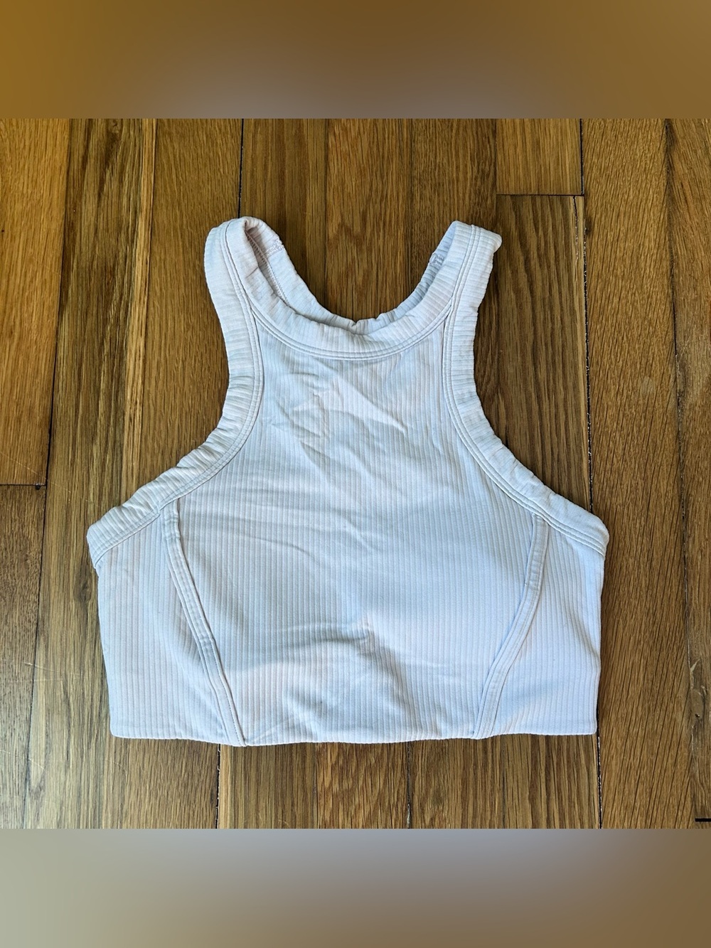 Lululemon Shirt Womens 4 Natural Ivory Ribbed Nulu High-Neck Yoga Bra Athletic